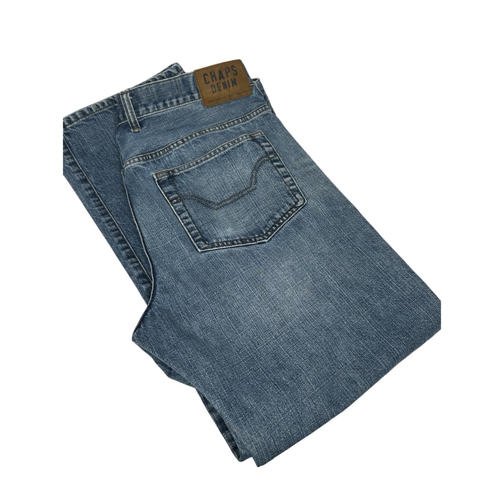 Chaps Denim Mens Straight Fit Blue Jeans Medium Wash 100% Cotton‎ 36x30